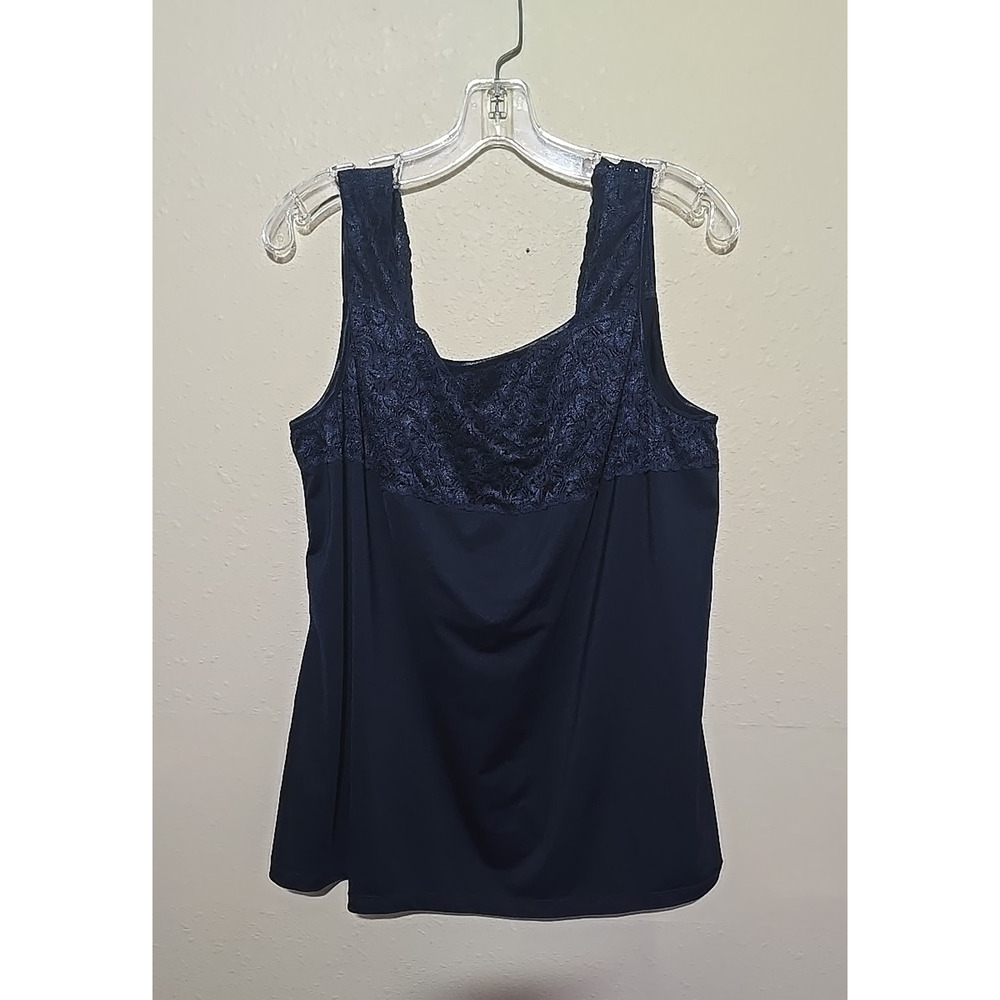 CJ Banks Blue Floral Lace Square Neck Sleeveless Cami Tank Top Womans Size 3X